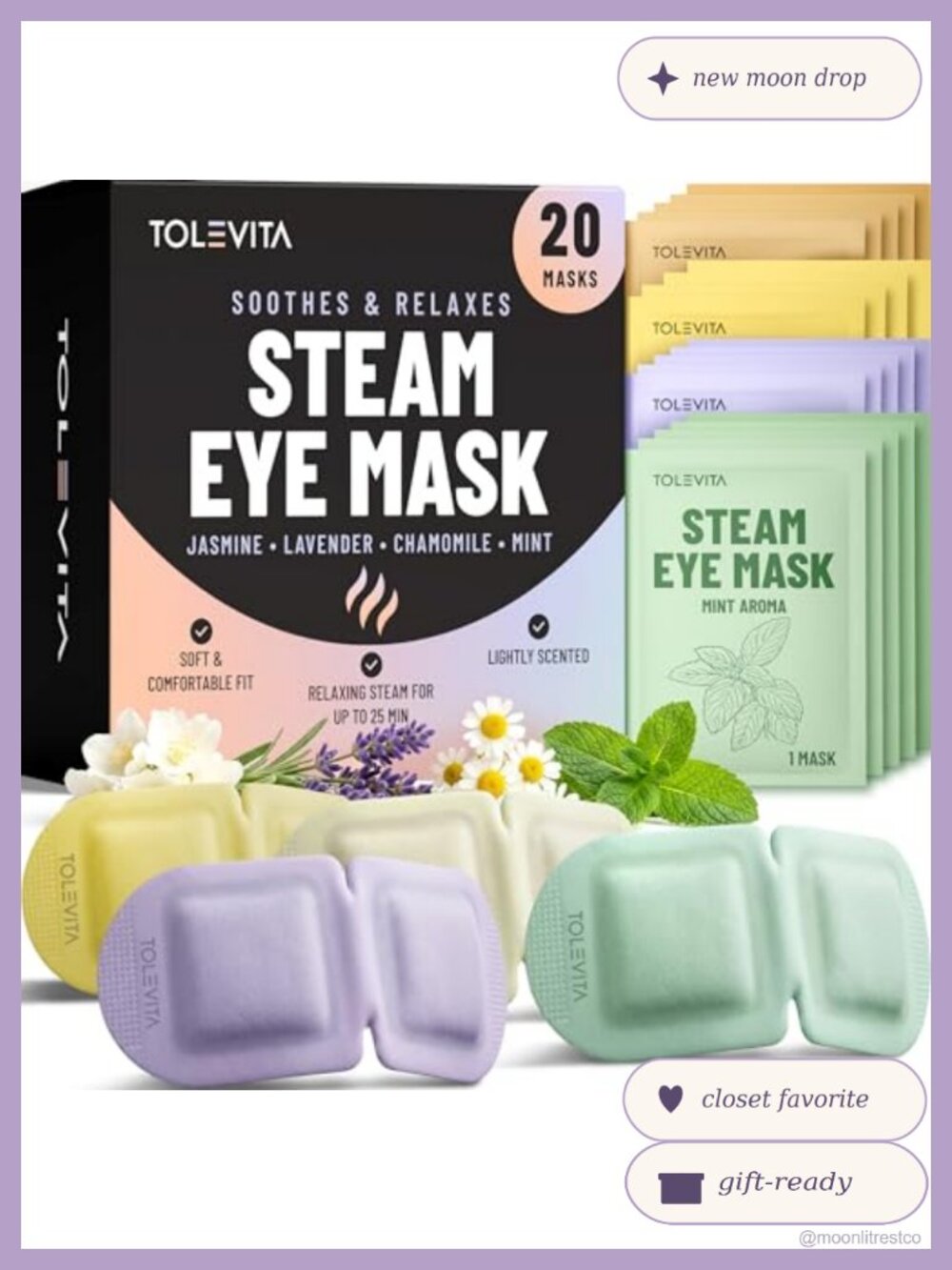 Self-Heating Eye Mask 20 Pack Aromatherapy Spa Relaxation Travel